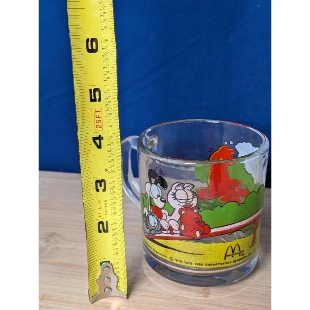 Vtg Mug 1978 Garfield Odie Mcdonalds Teeter Totter "I'm Not One Who Rises" Glass - Picture 2 of 6